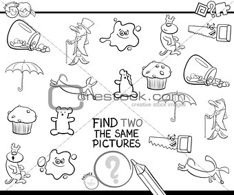find two the same pictures coloring page