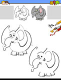 drawing and coloring worksheet with elephant