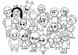children characters group coloring book