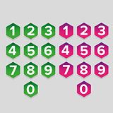 Number set hexagon button