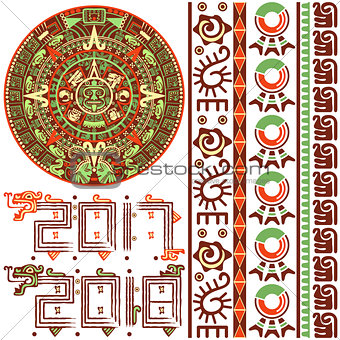 Aztec Calendar with Ornaments