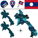 Map of Laos with named provinces