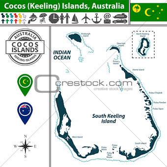 Map of Cocos Islands, Australia