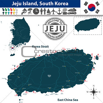 Map of Jeju Island, South Korea