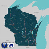 Map of state Wisconsin, USA
