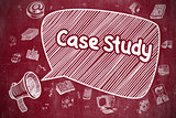 Case Study - Cartoon Illustration on Red Chalkboard.