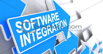 Software Integration - Inscription on Blue Cursor. 3D.