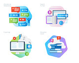 Material design icons set for education apps, networking, e-learning, education cloud