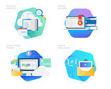 Material design icons set for distance education, audio and video library, online training and courses, self-paced e-learning