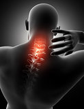 3D male figure with neck highlighted in pain