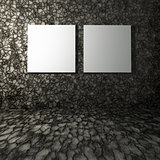3D blank canvases on stone interior