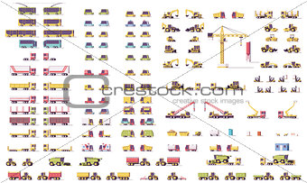 Vector isometric low poly transport set