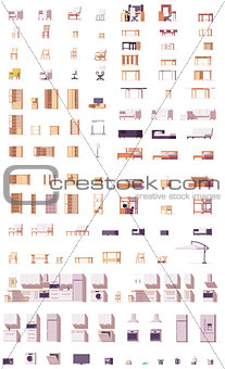 Vector low poly furniture set
