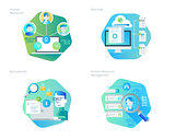 Material design icons set for human resources, recruitment, HR management, career
