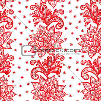White Seamless Lace Floral pattern.
