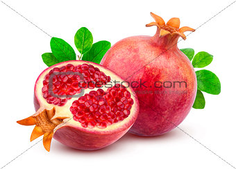 Pomegranates isolated on white background