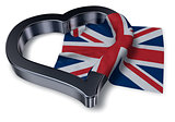 flag of the uk and heart symbol - 3d rendering