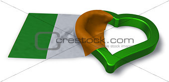irish flag and heart symbol - 3d rendering