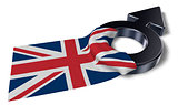 mars symbol and flag of the uk - 3d rendering