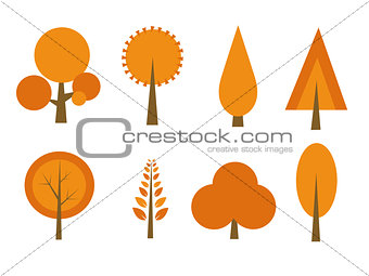 autumn trees set vector illustration