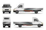 Cargo van vector illustration isolated on white. City commercial lorry. delivery vehicle mockup from side, front and rear view. Vector illustration.