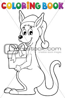 Coloring book Christmas kangaroo