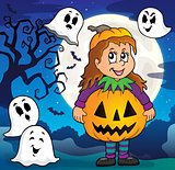 Girl in Halloween costume theme image 3