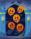 Wall alcove with Halloween balloons 1