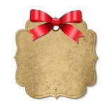 Christmas Label With Red Bow