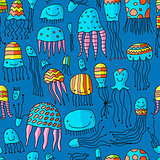 Funny jellyfishes, seamless pattern for your design