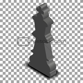 Black king chess piece isometric, vector illustration.