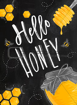Poster hello honey chalk