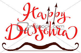 Vijaya Dashami Dussehra hindu festival. Happy Dussehra lettering text for greeting card