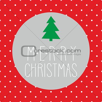 Holidays vector card with christmas tree and hand drawn Merry Christmas wishes