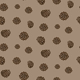 Fir cones seamless vector brown background pattern.