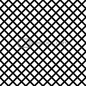 Chain-link geometric black on white seamless vector pattern.