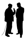 Reporter asking a question to a businessman