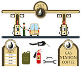 Cars and gas station elements set.