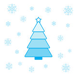 Christmas tree and snowflakes.