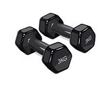 Black dumbbells for fitness. Sports inventory.