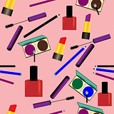 Seamless pattern with makeup objects
