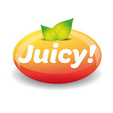 Juicy sign vector label with leaves