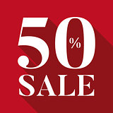 Fifty percent sale sign red