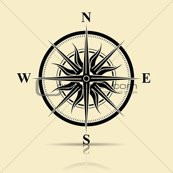 silhouette old compass for design card