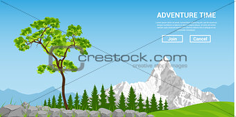 Landscape with tree and mountain