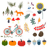 Autumn fall clip art vector illustrations.
