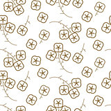Cotton plant gold line floral seamless pattern.