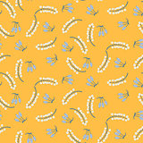 Barberry and rowan berry yellow seamless vector pattern.