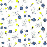 Meadow flowers and branches seamless vector pattern.