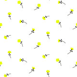 Cute yellow dandelion flowers seamless vector pattern.